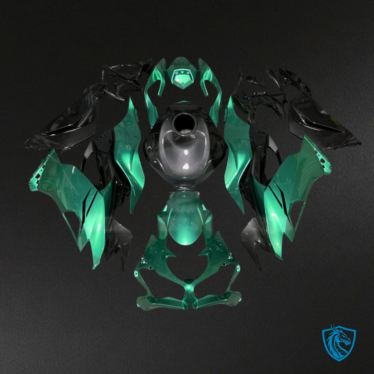 Kawasaki ZX6R (2019-2023) Forest Metallic Green & Black Fairing Kit - Aftermarket ABS Bodywork