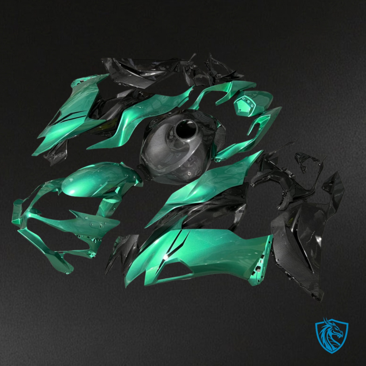 Kawasaki ZX6R (2019-2023) Forest Metallic Green & Black Fairing Kit - Aftermarket ABS Bodywork