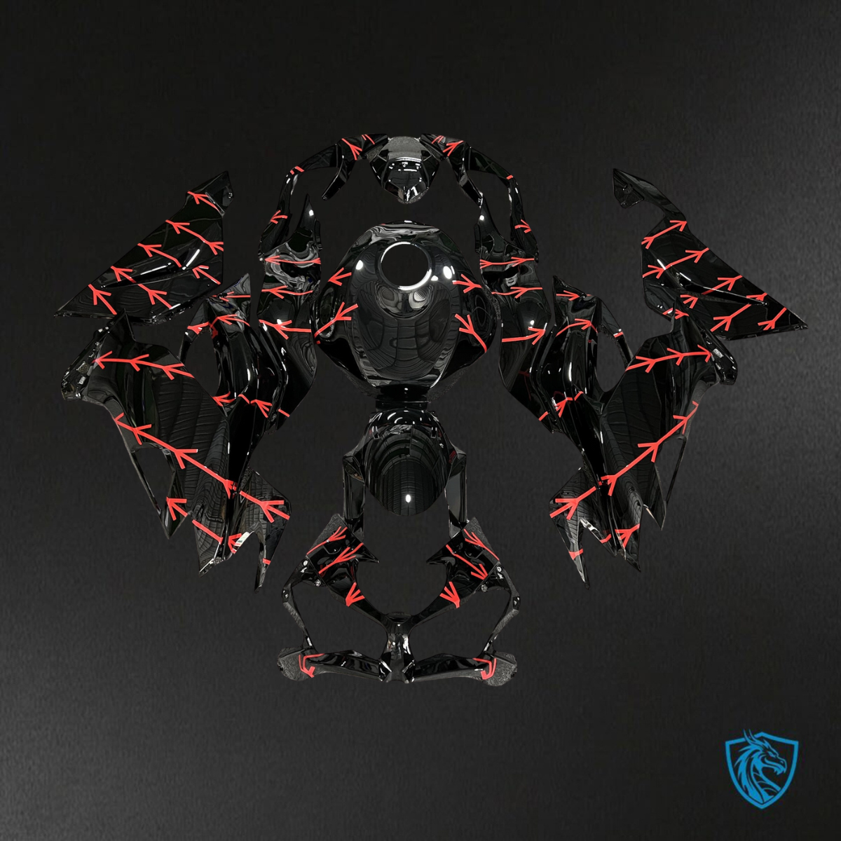 Kawasaki ZX6R (2019-2023) Gloss Black & Red Pattern ABS Bodywork - Fairings Kit