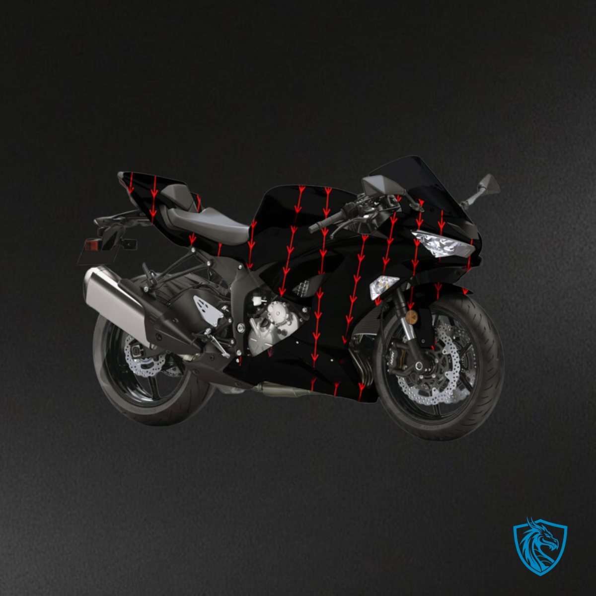 Kawasaki ZX6R (2019-2023) Gloss Black & Red - MERGEment Motorcycle Fairings Kit