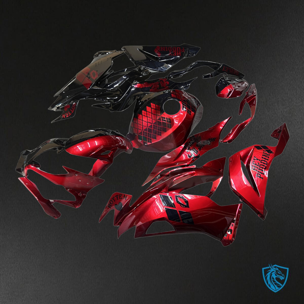 Kawasaki ZX6R (2019-2023) Gloss Black & Red Split - Replacement Motorcycle Fairings Kit