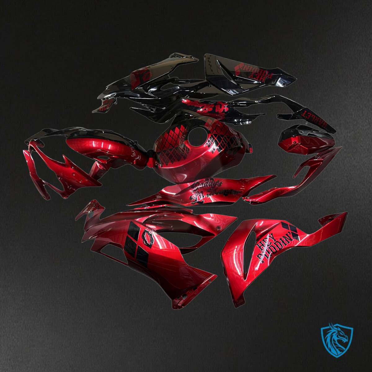 Kawasaki ZX6R (2019-2023) Gloss Black & Red Split - Replacement Motorcycle Fairings Kit