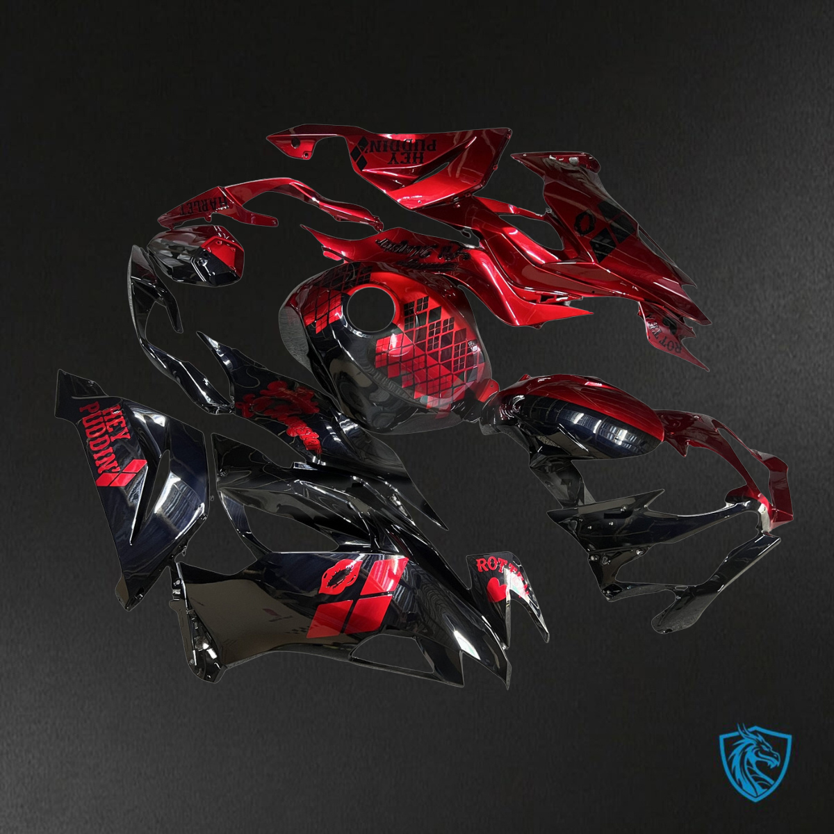 Kawasaki ZX6R (2019-2023) Gloss Black & Red Split - Replacement Motorcycle Fairings Kit