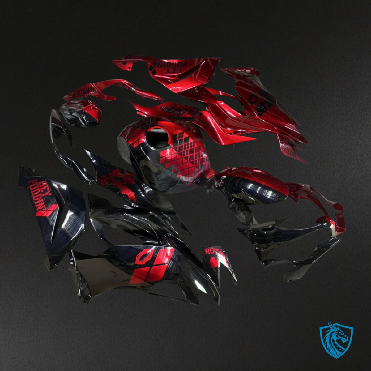Kawasaki ZX6R (2019-2023) Gloss Black & Gloss Red Split - Aftermarket ABS Bodywork