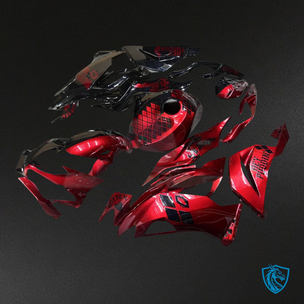 Kawasaki ZX6R (2019-2023) Gloss Black & Gloss Red Split - Aftermarket ABS Bodywork