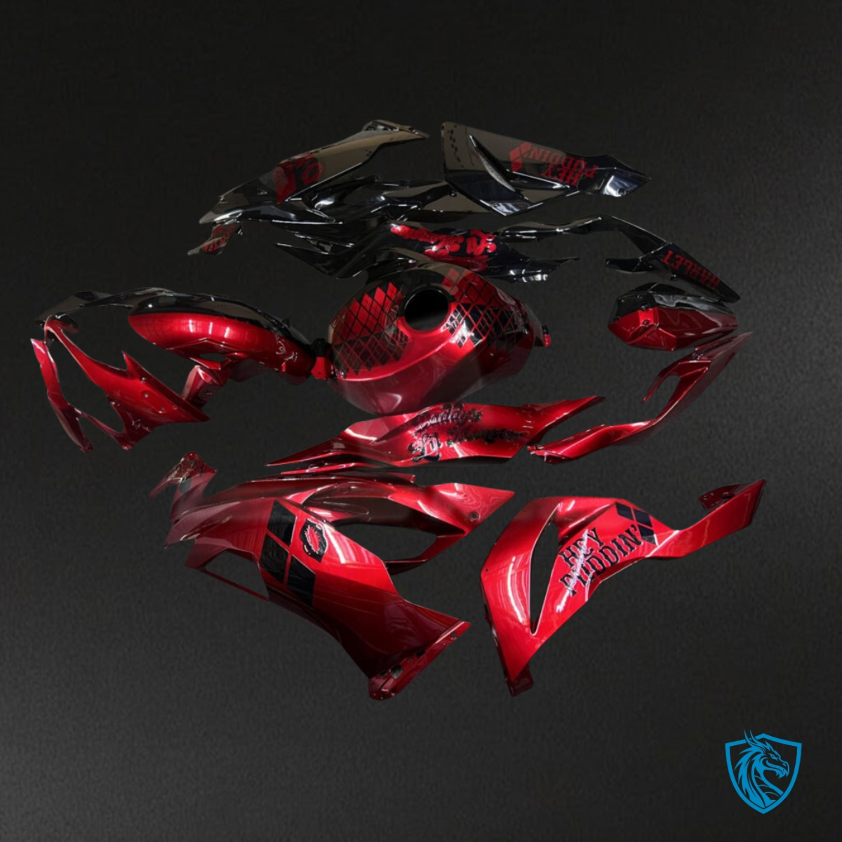 Kawasaki ZX6R (2019-2023) Gloss Black & Gloss Red Split - Aftermarket ABS Bodywork