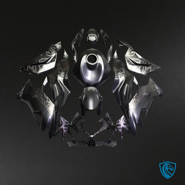 Kawasaki ZX6R (2019-2023) Gloss Black & Gray Tribal Fairing Kit | ABS Bodywork