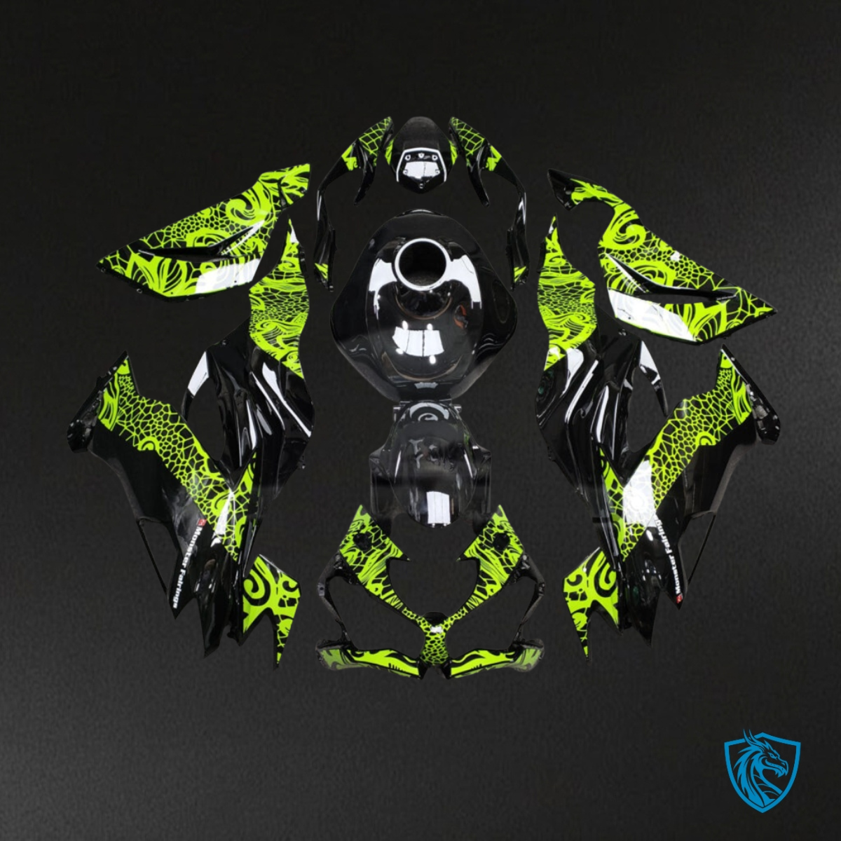 Kawasaki ZX6R (2019-2023) Gloss Black & Yellow - MERGEment Motorcycle Fairings Kit