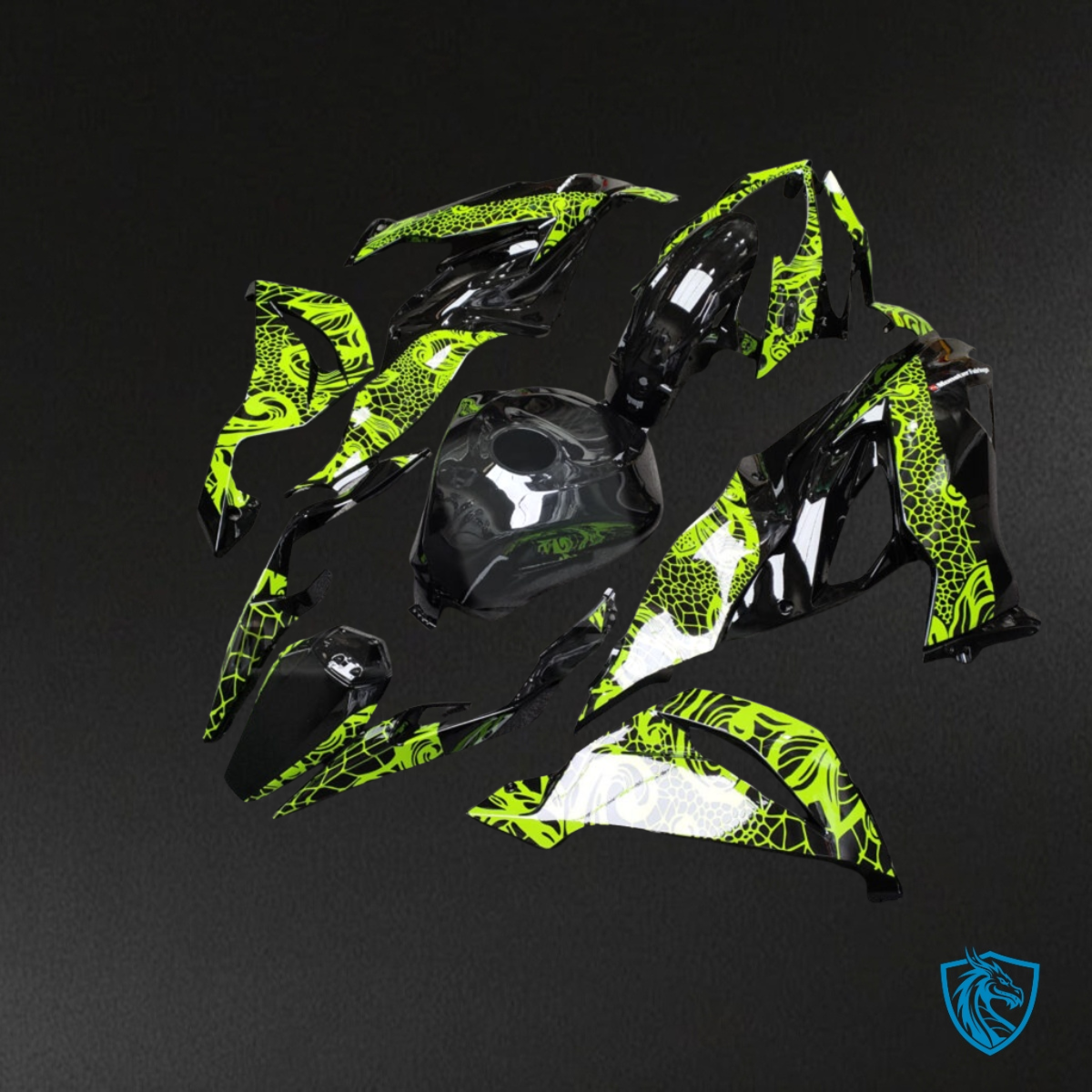 Kawasaki ZX6R (2019-2023) Gloss Black & Yellow - MERGEment Motorcycle Fairings Kit