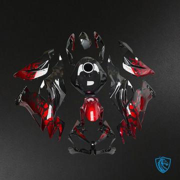 Kawasaki ZX6R (2019-2023) Gloss Black & Red Shattered ABS Bodywork - Fairings Kit