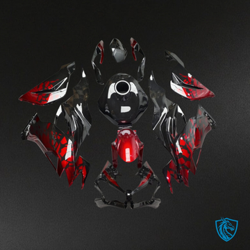 Kawasaki ZX6R (2019-2023) Gloss Black & Red Shattered - Custom ABS Fairing Kit