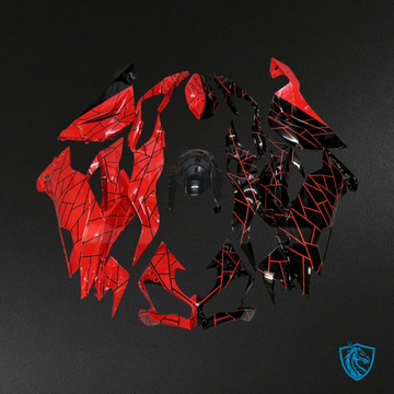 Kawasaki ZX6R (2019-2023) Gloss Black & Red Split - MERGEment Motorcycle Fairings Kit