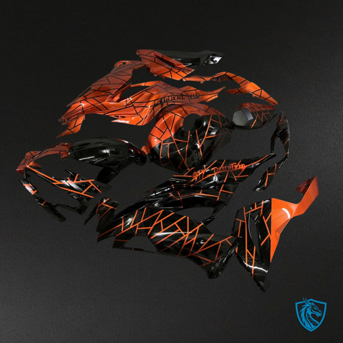 Kawasaki ZX6R (2019-2023) Gloss Black & Metallic Orange Fairing Kit | ABS Bodywork