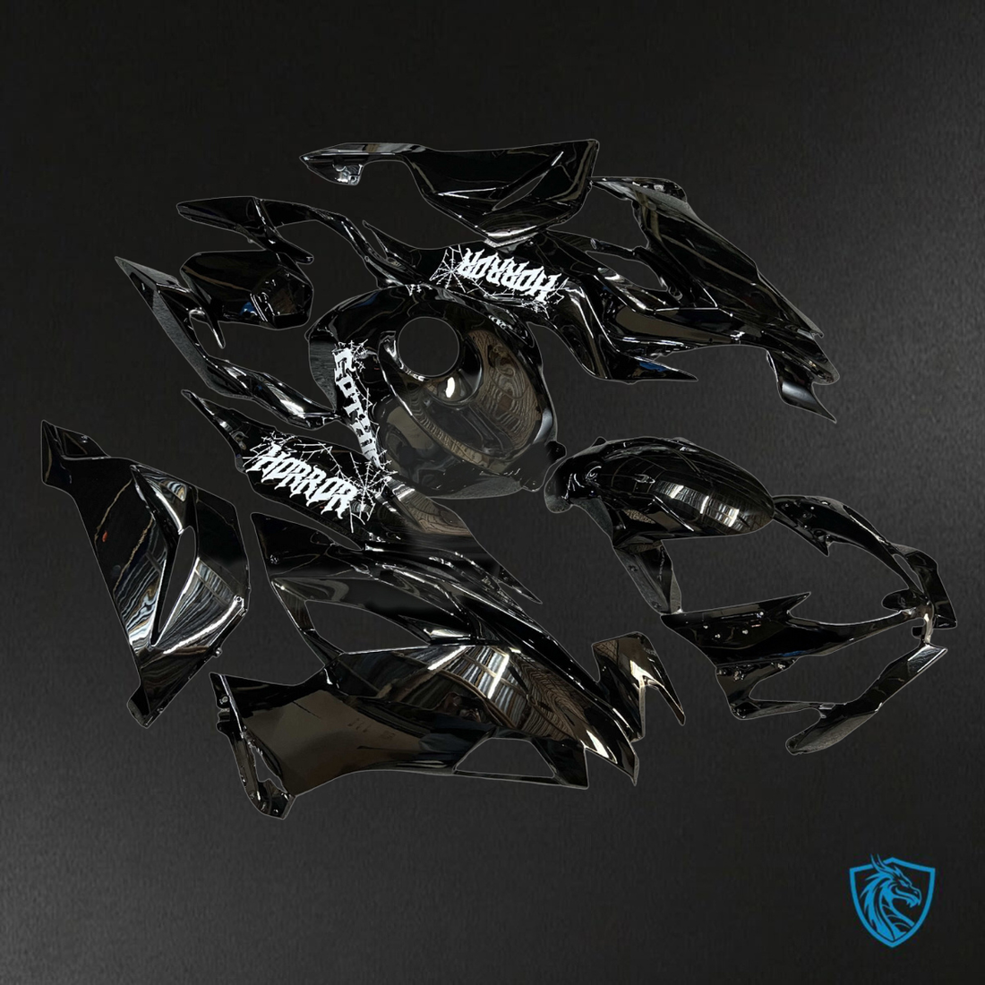 Kawasaki ZX6R (2019-2023) Gloss Black & White Fairings Kit - Aftermarket ABS Bodywork
