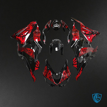 Kawasaki ZX6R (2019-2023) Gloss Black & Red Tribal ABS Bodywork - Fairings Kit