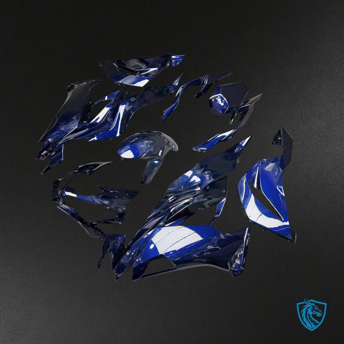 Kawasaki ZX6R (2019-2023) Gloss Blue Carbon Fiber Fairings Kit - Aftermarket ABS Bodywork