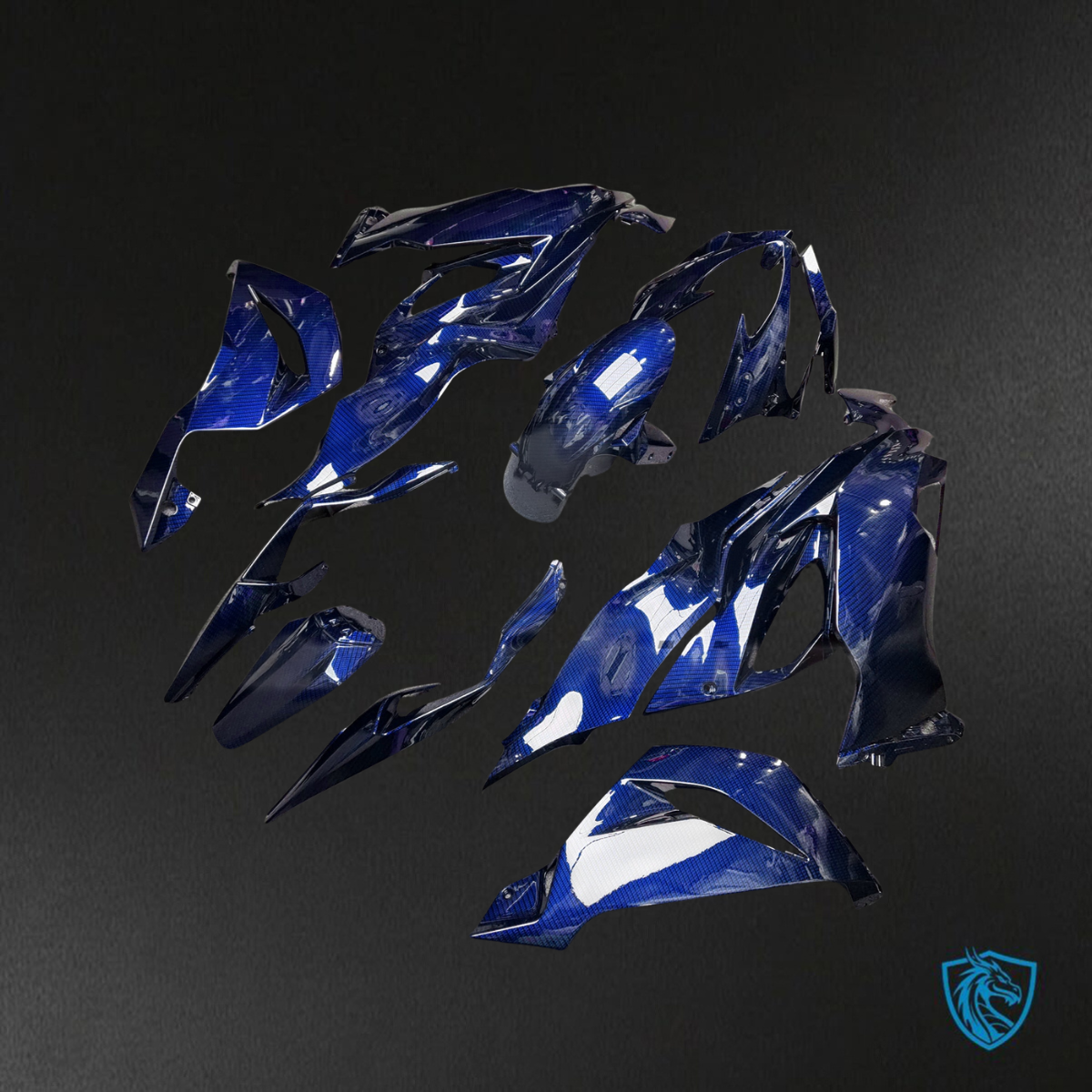 Kawasaki ZX6R (2019-2023) Gloss Blue Carbon Fiber Fairings Kit - Aftermarket ABS Bodywork