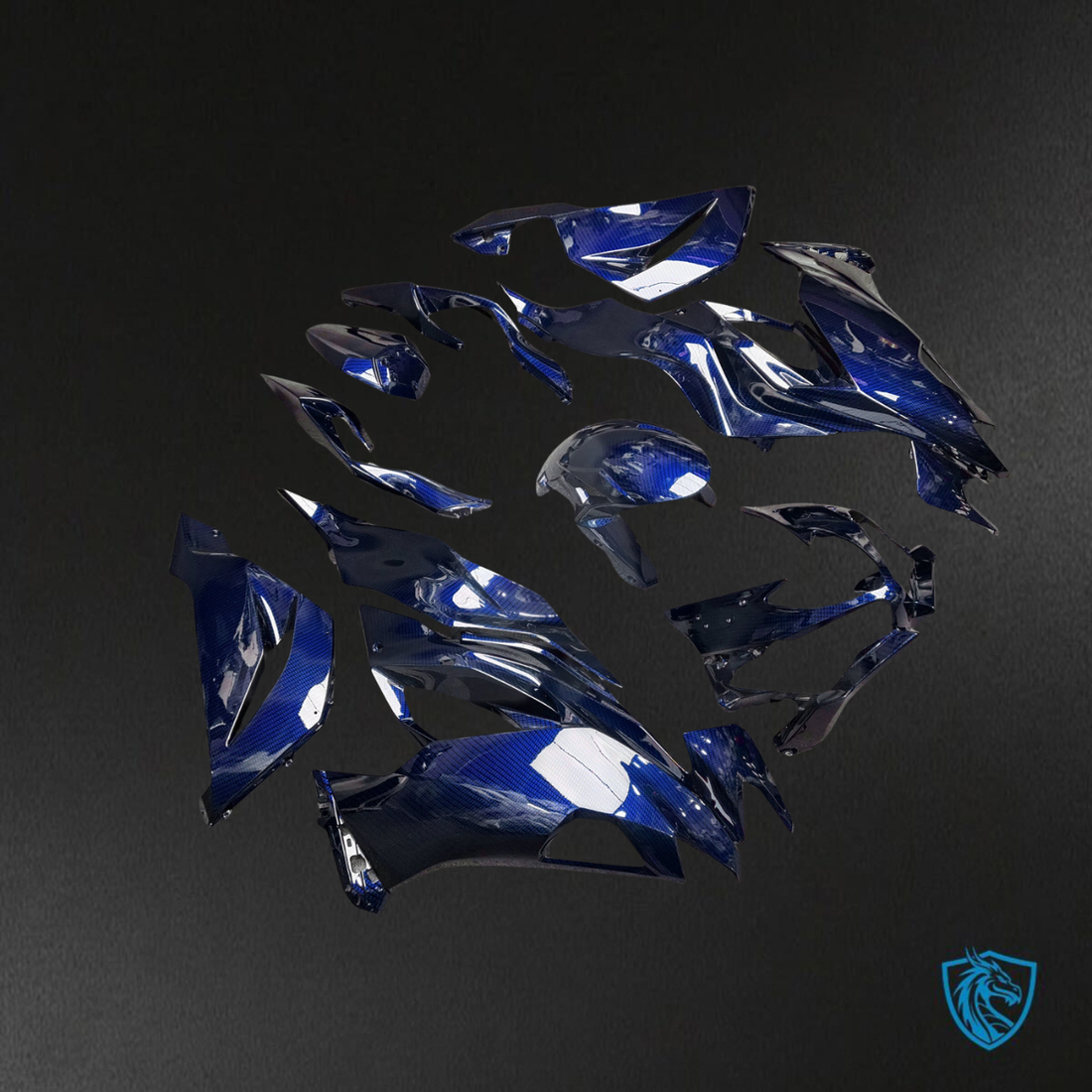 Kawasaki ZX6R (2019-2023) Gloss Blue Carbon Fiber Fairings Kit - Aftermarket ABS Bodywork