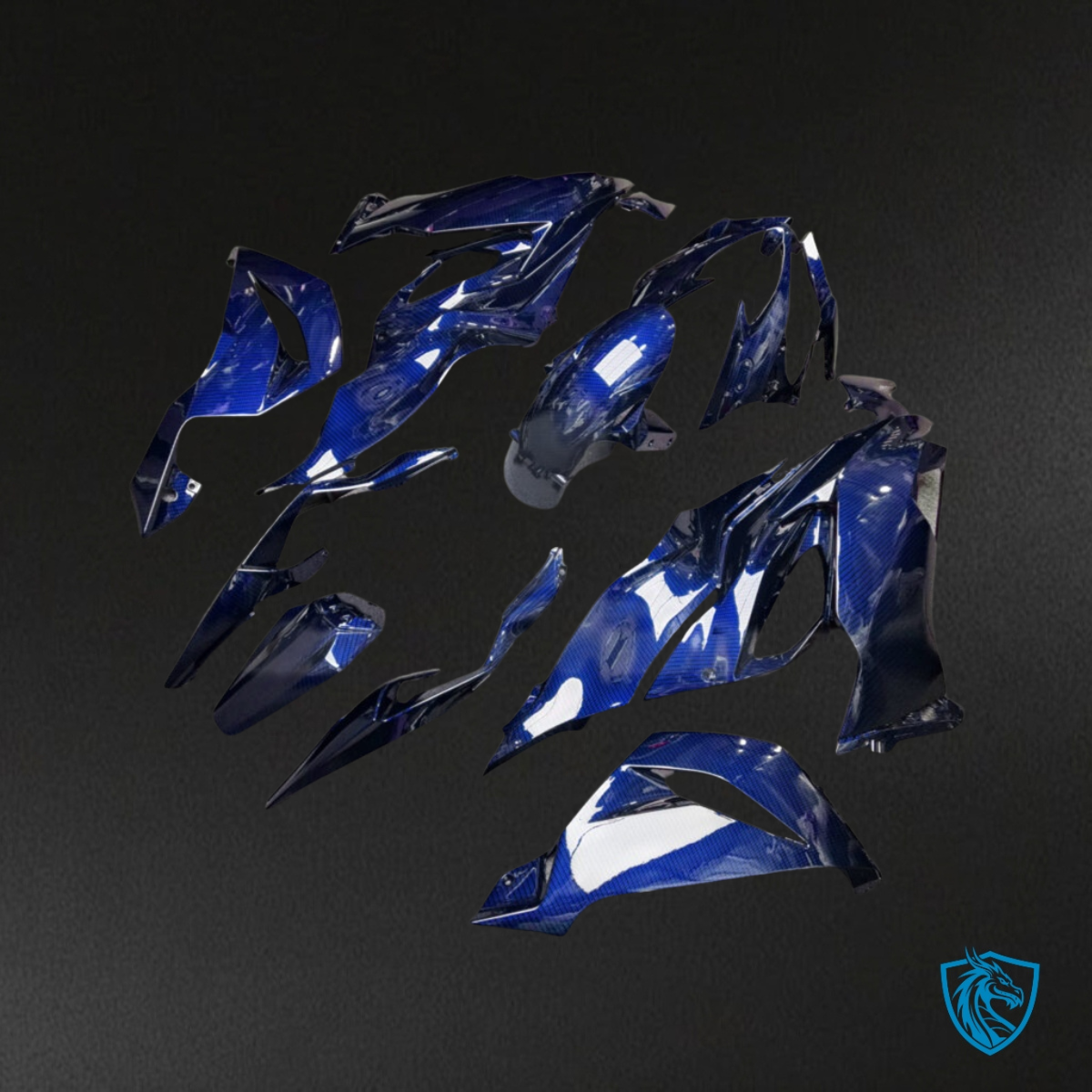 Kawasaki ZX6R (2019-2023) Gloss Blue Carbon Fiber - MERGEment Motorcycle Fairings Kit