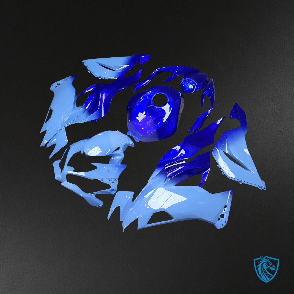Kawasaki ZX6R (2019-2023) Gloss Blue Gradient - Custom ABS Fairing Kit