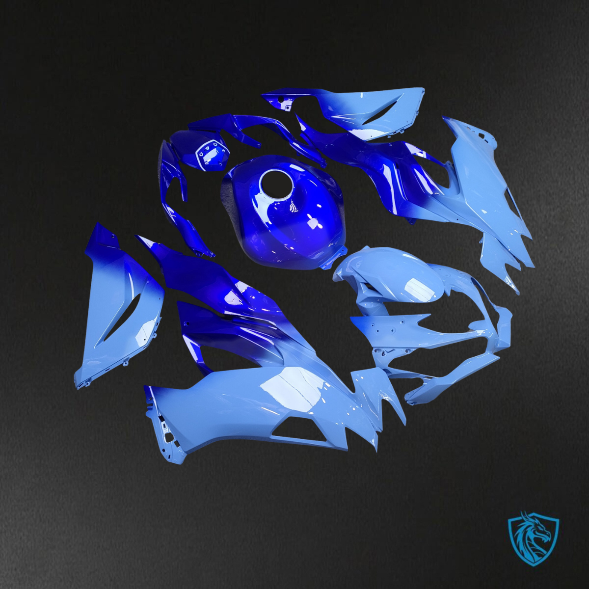 Kawasaki ZX6R (2019-2023) Gloss Blue Gradient - Custom ABS Fairing Kit