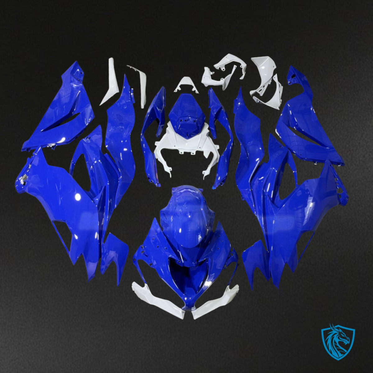 Kawasaki ZX6R (2019-2023) Gloss Blue & White - MERGEment Motorcycle Fairings Kit