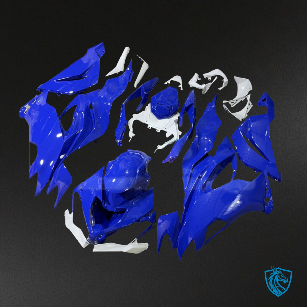 Kawasaki ZX6R (2019-2023) Gloss Blue & White - MERGEment Motorcycle Fairings Kit