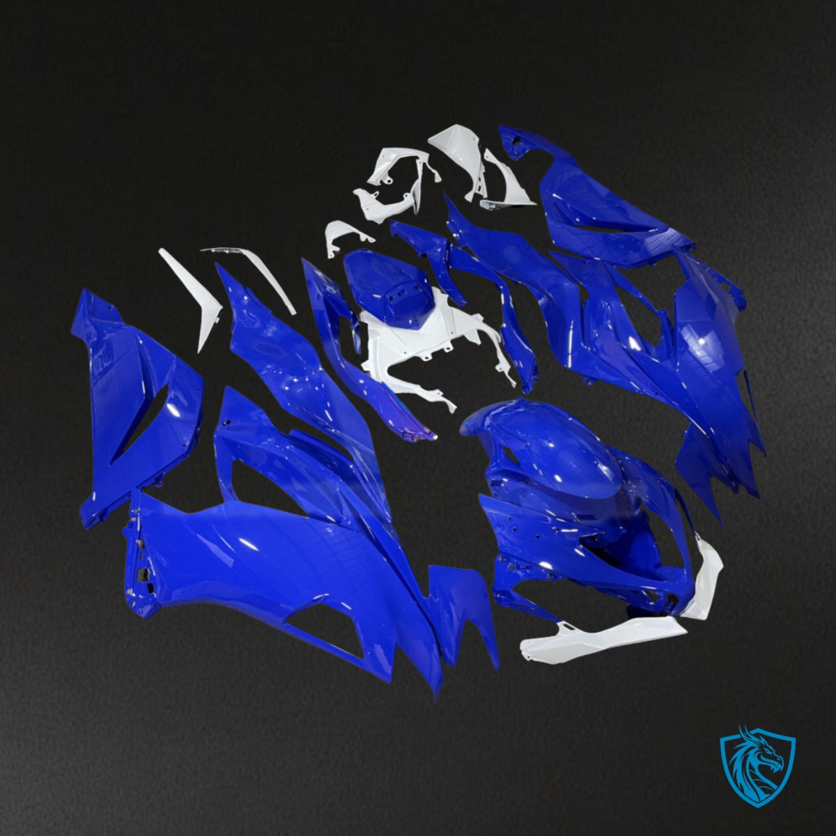 Kawasaki ZX6R (2019-2023) Gloss Blue & White - MERGEment Motorcycle Fairings Kit
