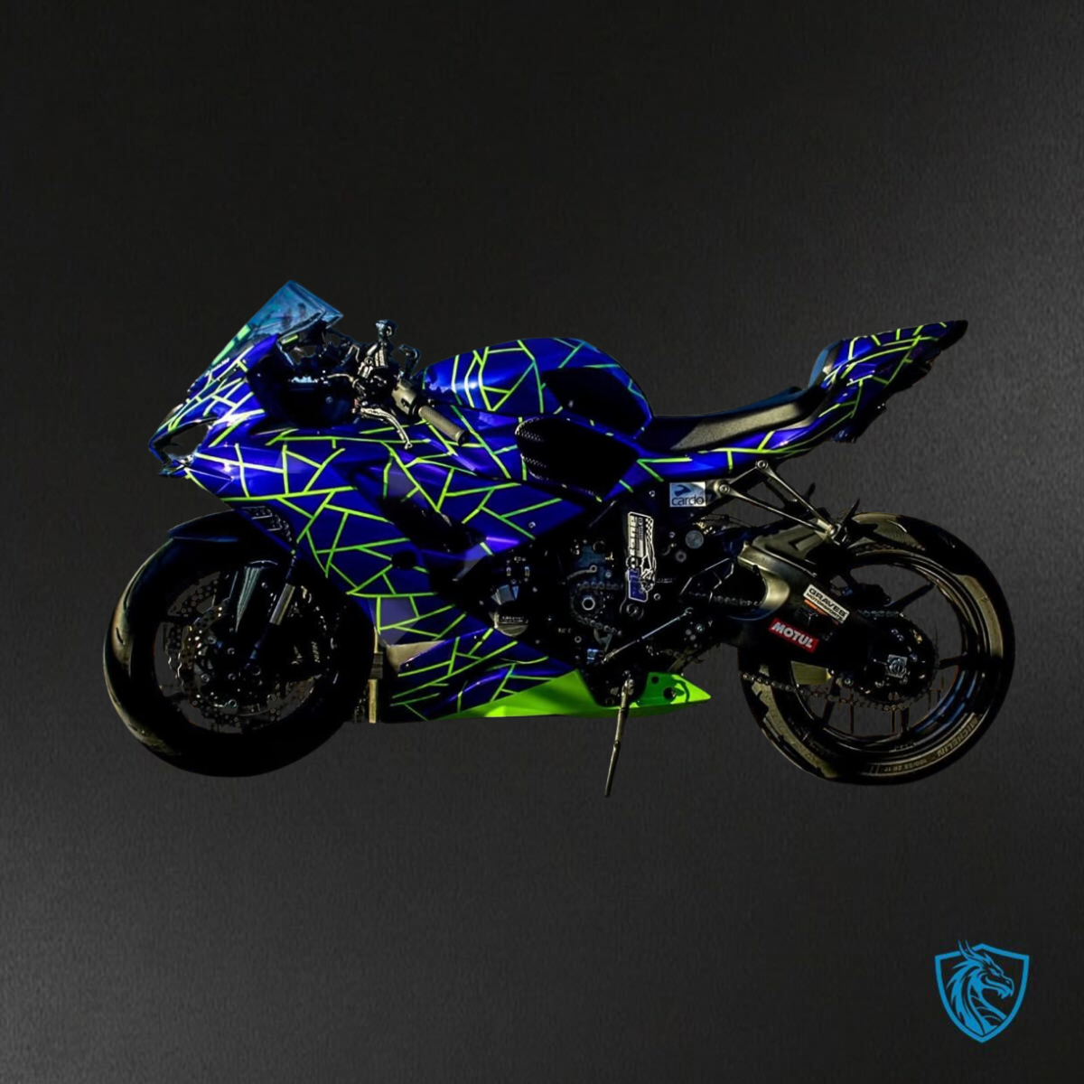 Kawasaki ZX6R (2019-2023) Gloss Blue & High Vis Yellow Split - Replacement Motorcycle Fairings Kit