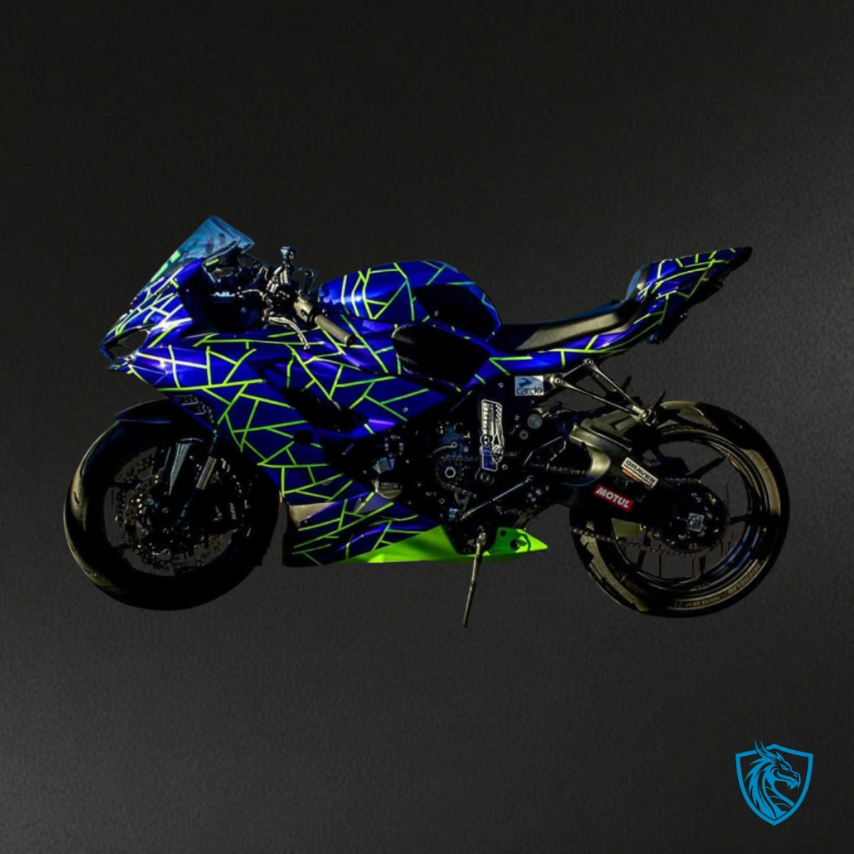 Kawasaki ZX6R (2019-2023) Gloss Blue & High Vis Green Split Fairing Kit | ABS Bodywork