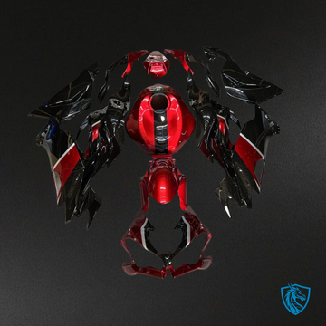 Kawasaki ZX6R (2019-2023) Gloss Candy Red, Black & Silver - Custom ABS Fairing Kit