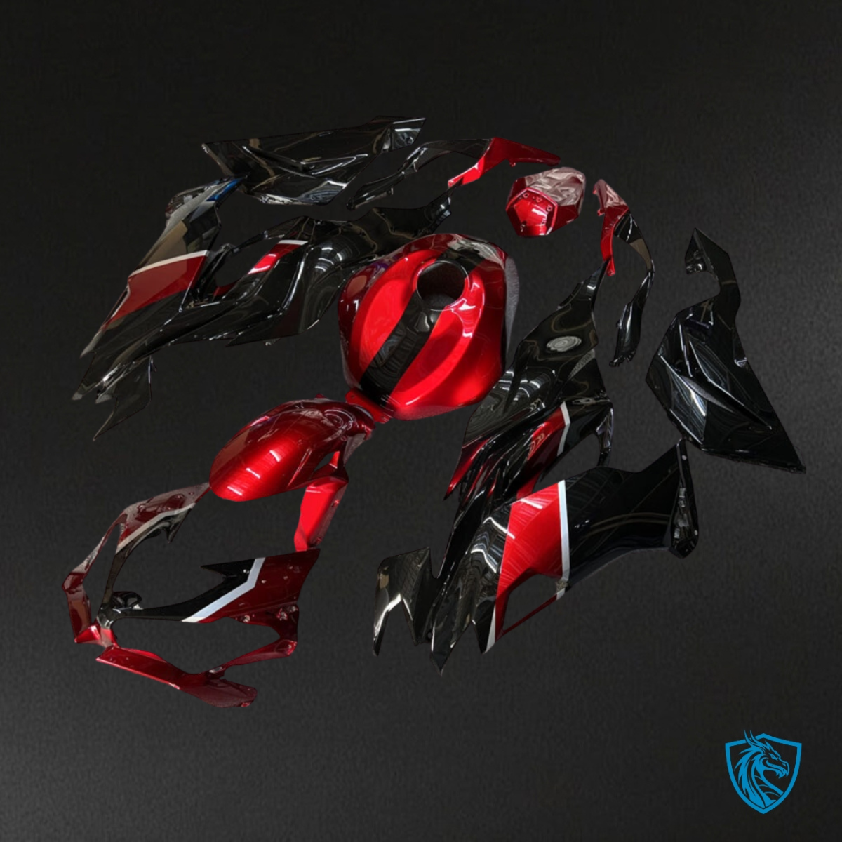 Kawasaki ZX6R (2019-2023) Gloss Candy Red, Black & Silver - Custom ABS Fairing Kit