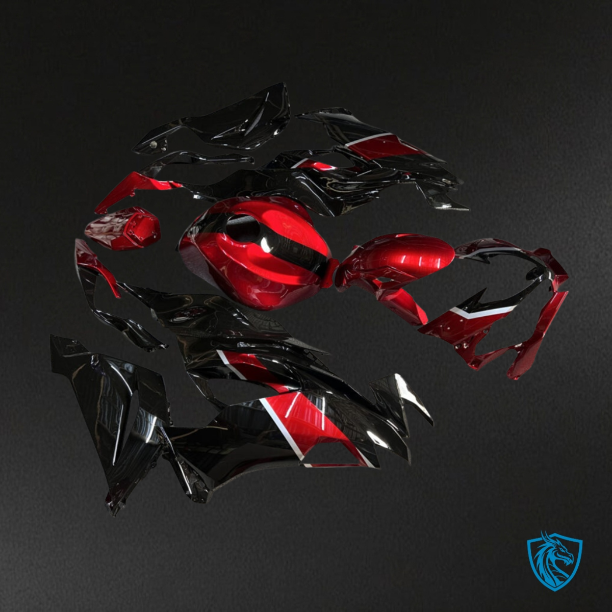 Kawasaki ZX6R (2019-2023) Gloss Candy Red, Black & Silver - Custom ABS Fairing Kit