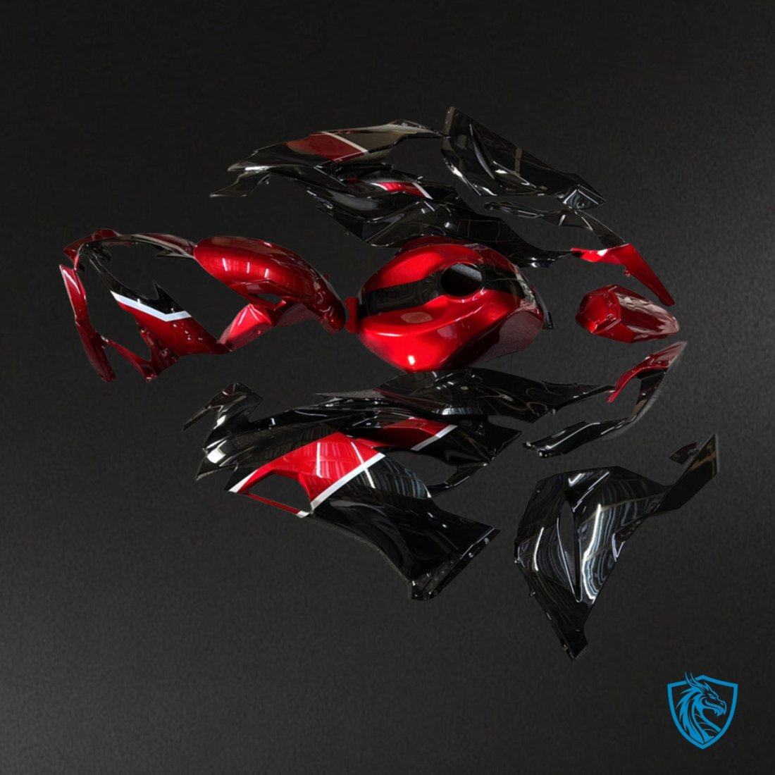 Kawasaki ZX6R (2019-2023) Gloss Candy Red, Black & Silver - Custom ABS Fairing Kit