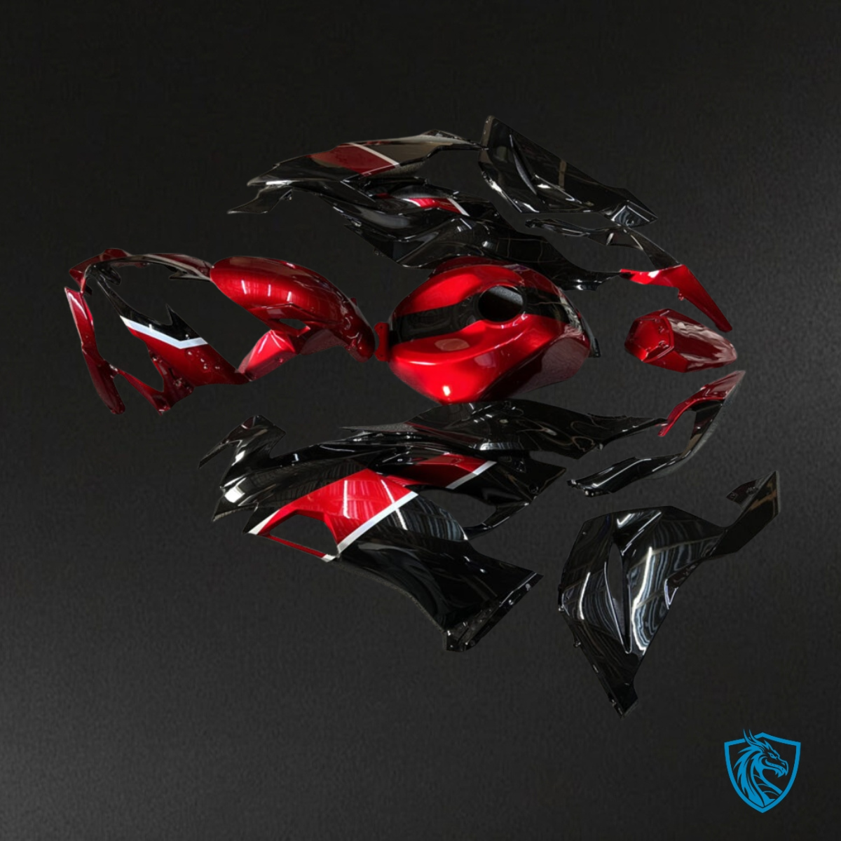 Kawasaki ZX6R (2019-2023) Gloss Candy Red, Black & Silver - Custom ABS Fairing Kit