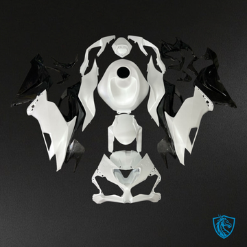 Kawasaki ZX6R (2019-2023) Gloss White & Black Carbon Fiber Fairing Kit | ABS Bodywork