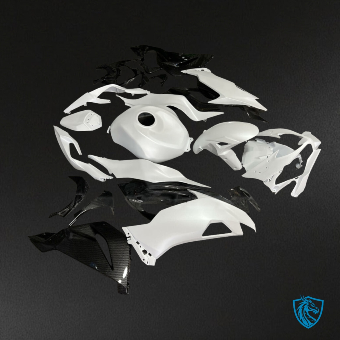 Kawasaki ZX6R (2019-2023) Gloss Matte Metallic & White - Custom ABS Fairing Kit