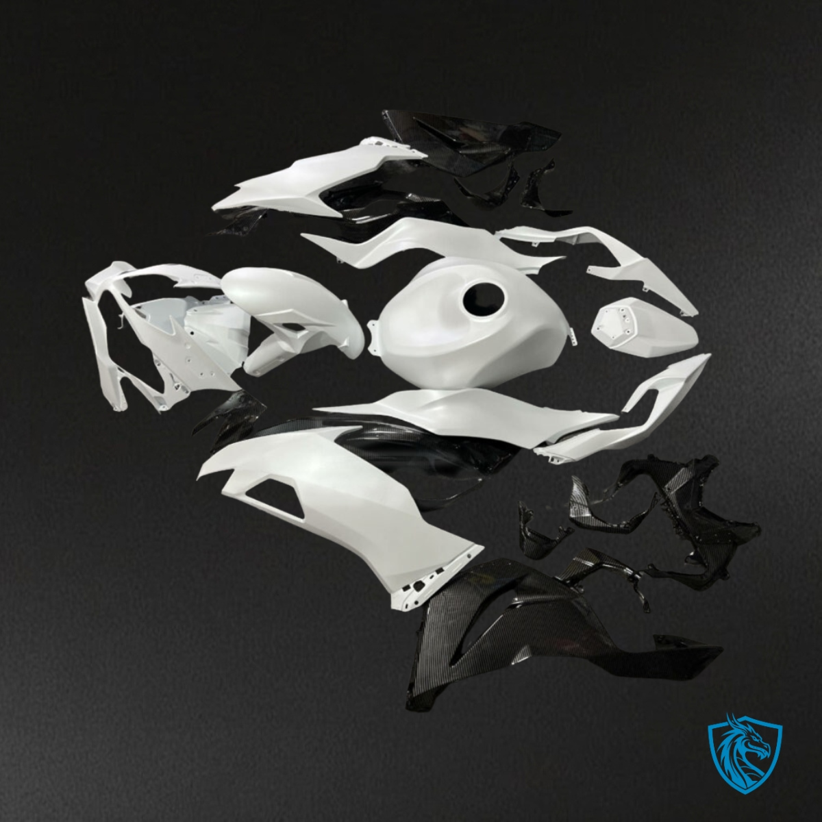 Kawasaki ZX6R (2019-2023) Gloss Matte Metallic & White - Custom ABS Fairing Kit