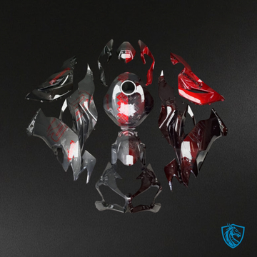 Kawasaki ZX6R (2019-2023) Gloss Black & Red Carbon Fiber Fairing Kit | ABS Bodywork