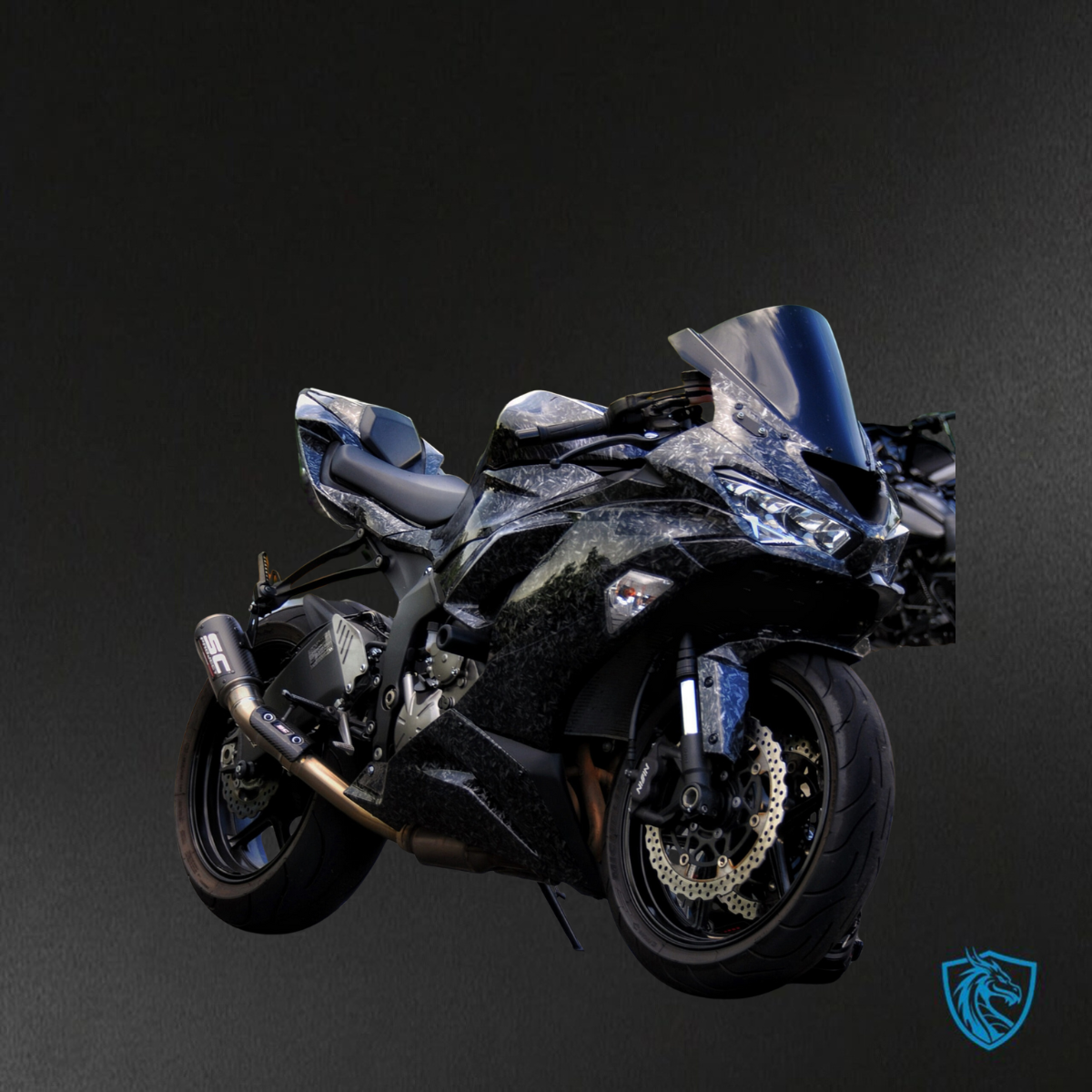 Kawasaki ZX6R (2019-2023) Gloss Black Carbon Fiber - Replacement Motorcycle Fairings Kit