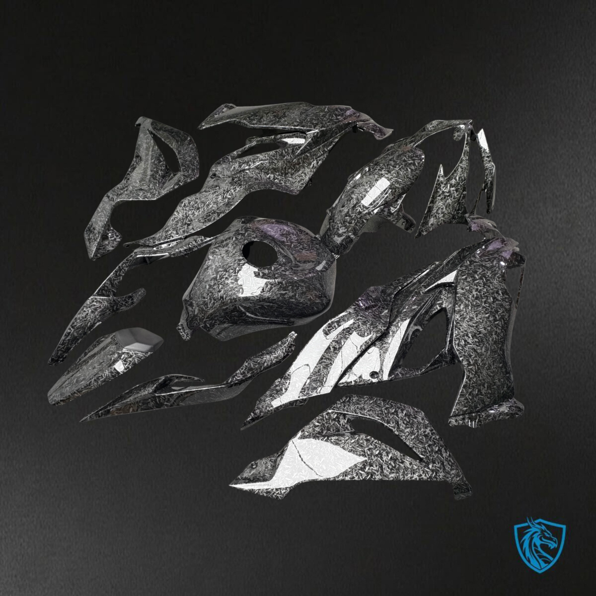 Kawasaki ZX6R (2019-2023) Gloss Black Carbon Fiber - Replacement Motorcycle Fairings Kit