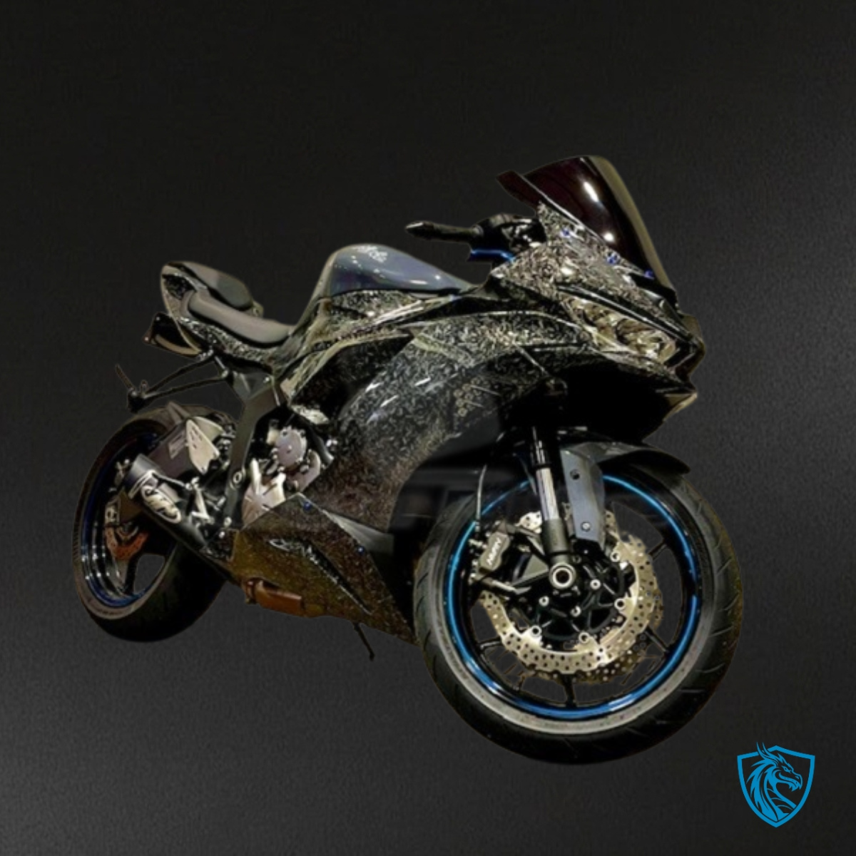 Kawasaki ZX6R (2019-2023) Gloss Black Forged Carbon Fiber Style - Custom ABS Fairing Kit