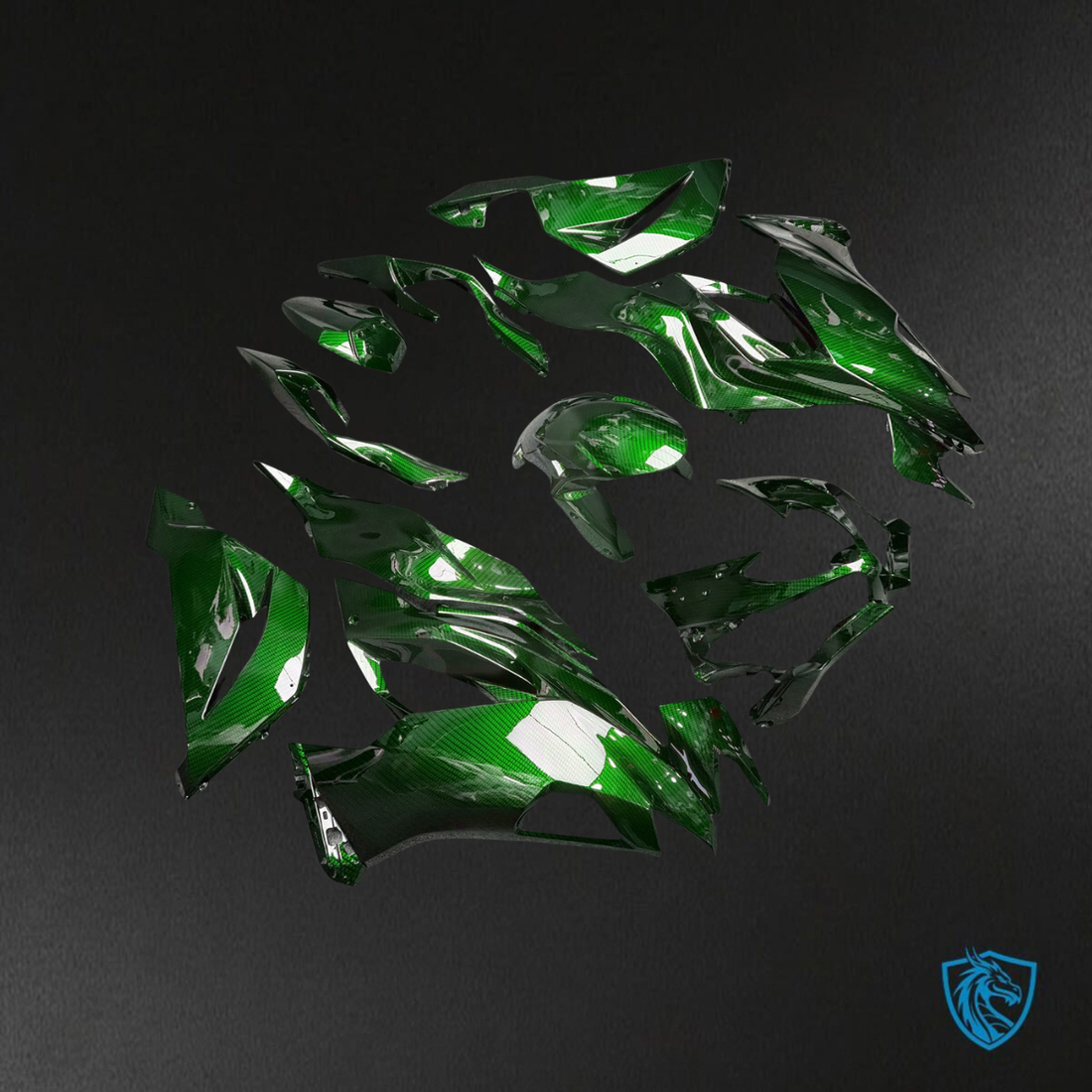 Kawasaki ZX6R (2019-2023) Gloss Green Carbon Fiber ABS Bodywork - Fairings Kit