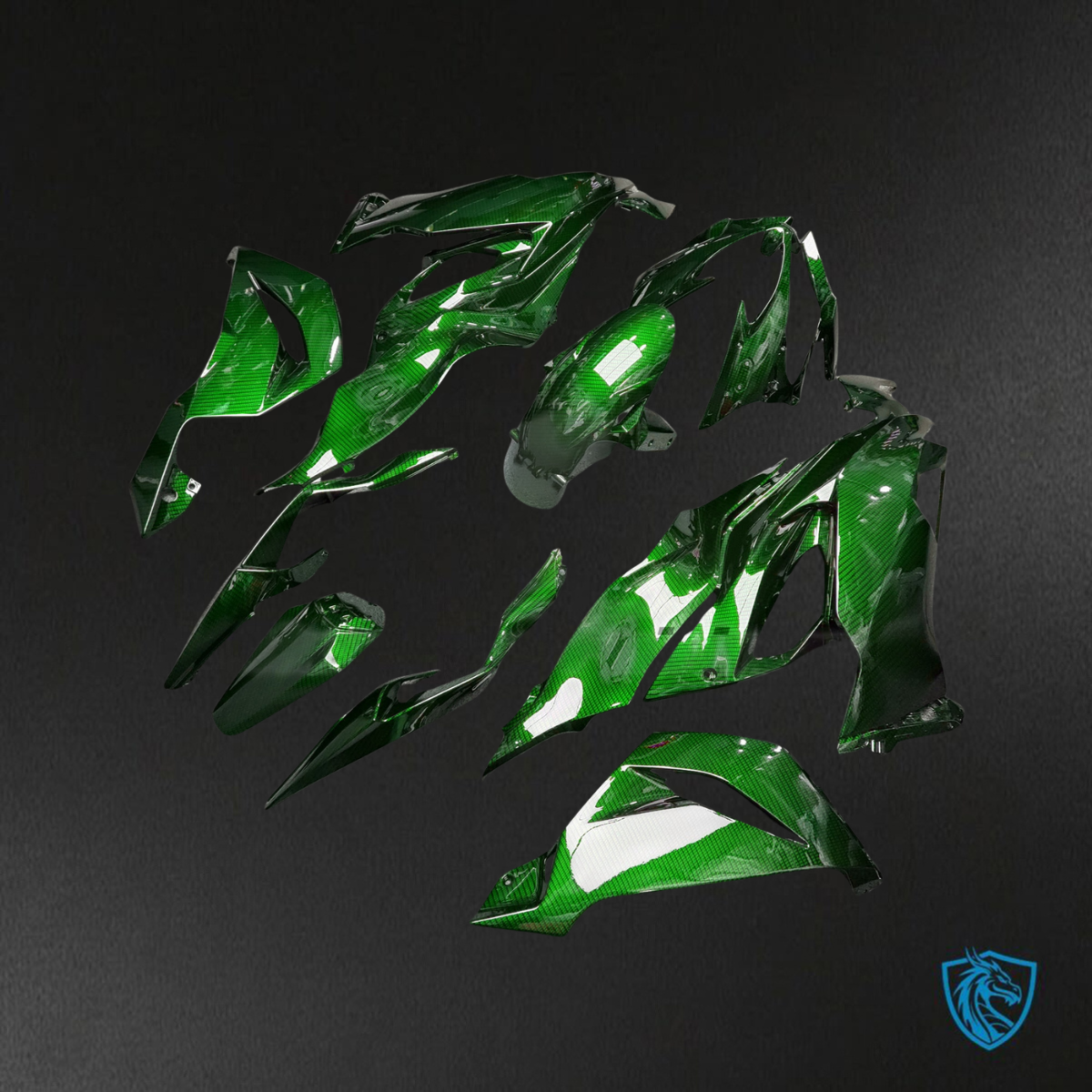 Kawasaki ZX6R (2019-2023) Gloss Green Carbon Fiber ABS Bodywork - Fairings Kit