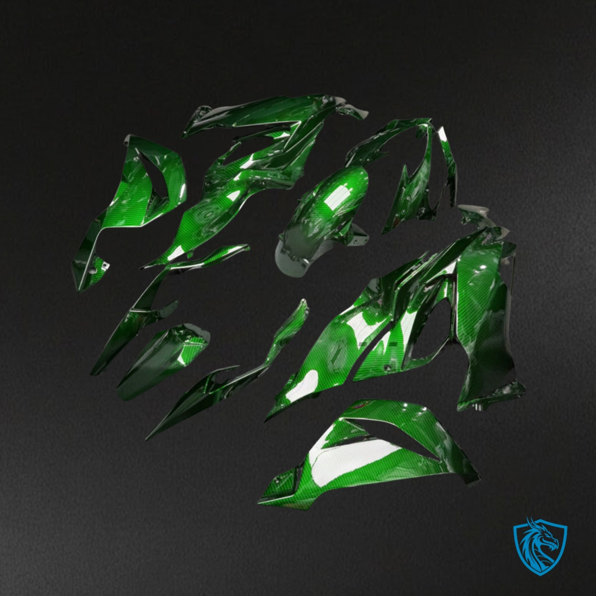 Kawasaki ZX6R (2019-2023) Gloss Green & Matelic Black - Custom ABS Fairing Kit