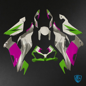 Kawasaki ZX6R (2019-2023) Gloss Silver, Green & Pink - Replacement Motorcycle Fairings Kit