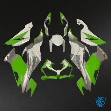 Kawasaki ZX6R (2019-2023) Green, White & Silver - MERGEment Motorcycle Fairings Kit