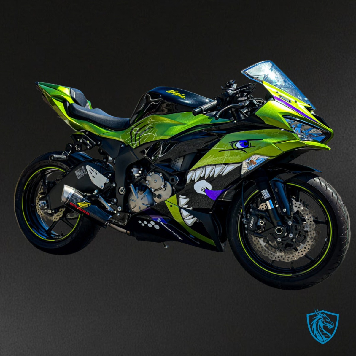Kawasaki ZX6R (2019-2023) Lime, Green & Black Shark - MERGEment Motorcycle Fairings Kit