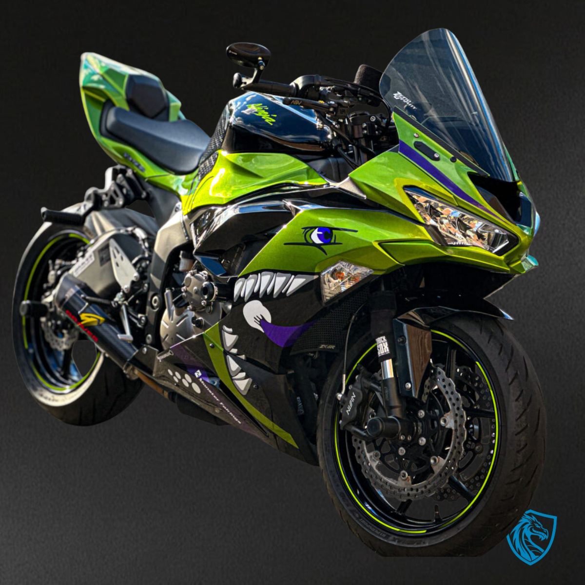 Kawasaki ZX6R (2019-2023) Lime, Green & Black Shark - MERGEment Motorcycle Fairings Kit