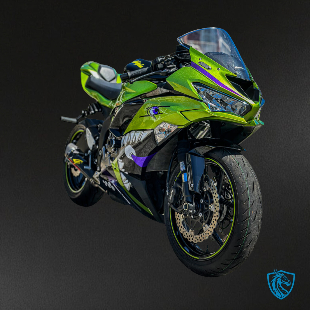 Kawasaki ZX6R (2019-2023) Lime, Green & Black Shark - MERGEment Motorcycle Fairings Kit